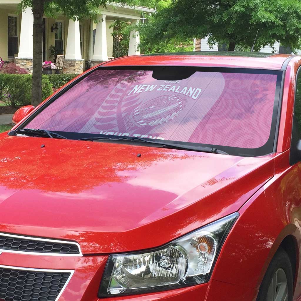 Custom New Zealand Silver Fern Rugby 2025 Auto Sun Shade All Black Aotearoa Maori Pink LT14 - Polynesian Pride