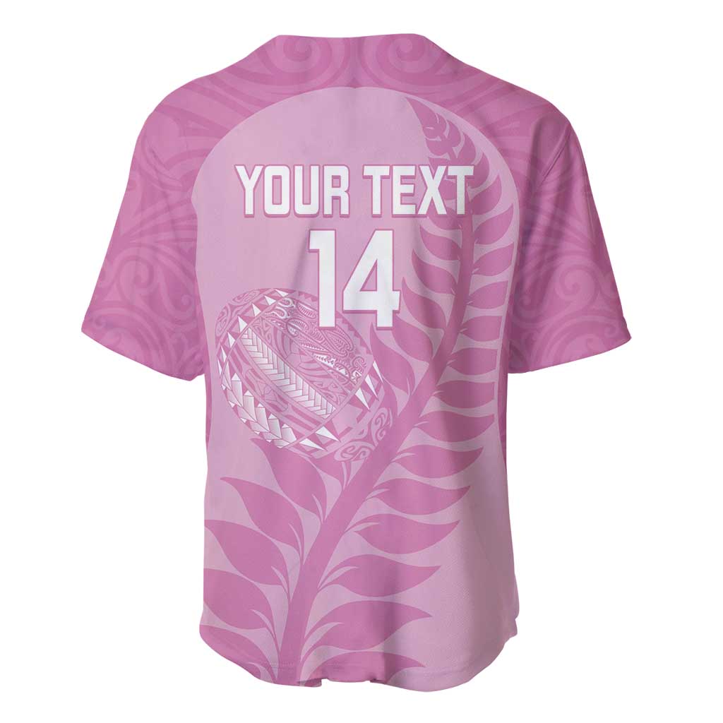 Custom New Zealand Silver Fern Rugby 2025 Baseball Jersey All Black Aotearoa Maori Pink LT14 - Polynesian Pride