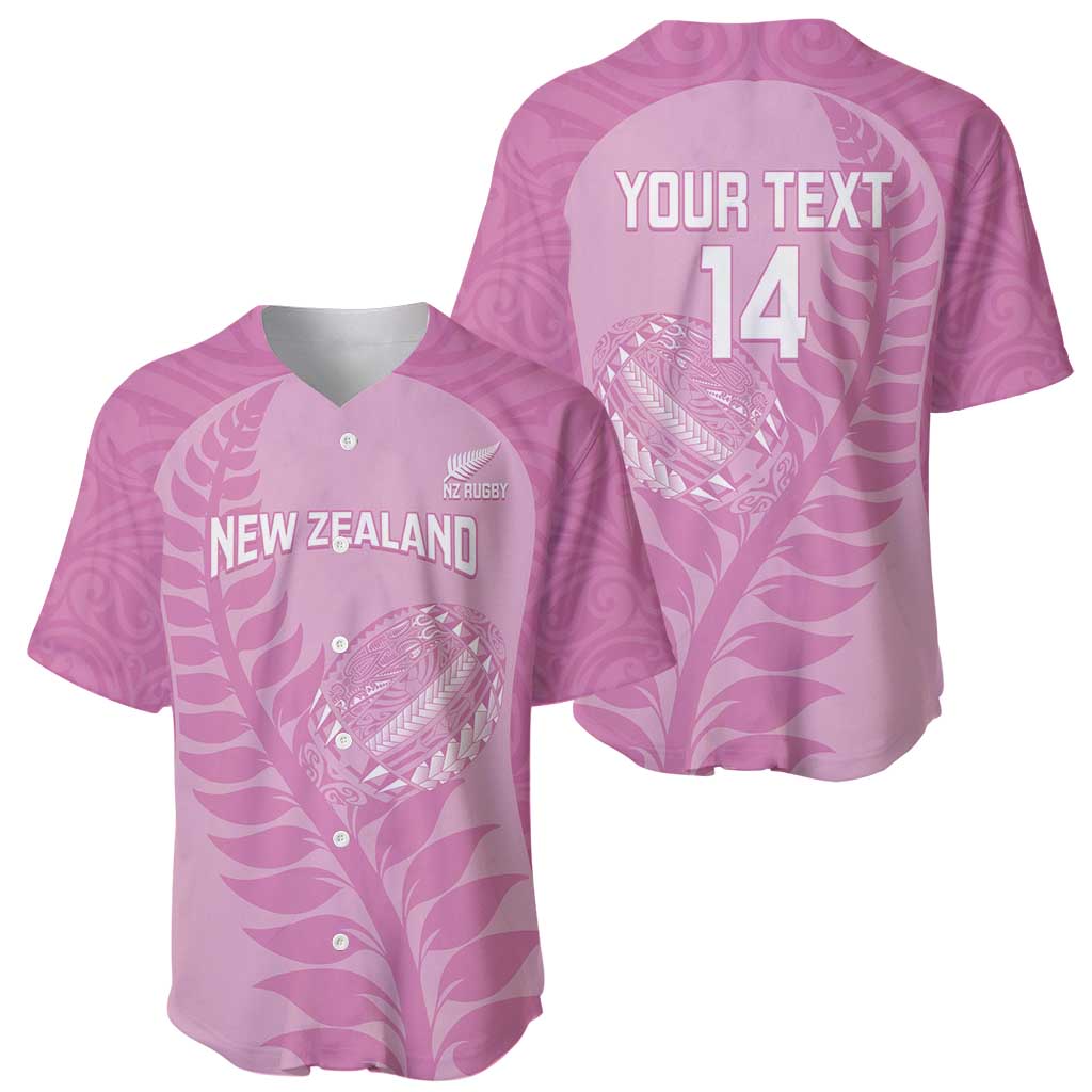 Custom New Zealand Silver Fern Rugby 2025 Baseball Jersey All Black Aotearoa Maori Pink LT14 - Polynesian Pride