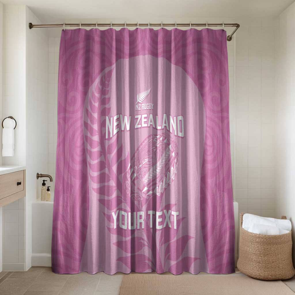 Custom New Zealand Silver Fern Rugby 2025 Bathroom Set All Black Aotearoa Maori Pink LT14 Shower Curtain Only Pink - Polynesian Pride