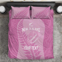 Custom New Zealand Silver Fern Rugby 2025 Bedding Set All Black Aotearoa Maori Pink LT14 Pink - Polynesian Pride