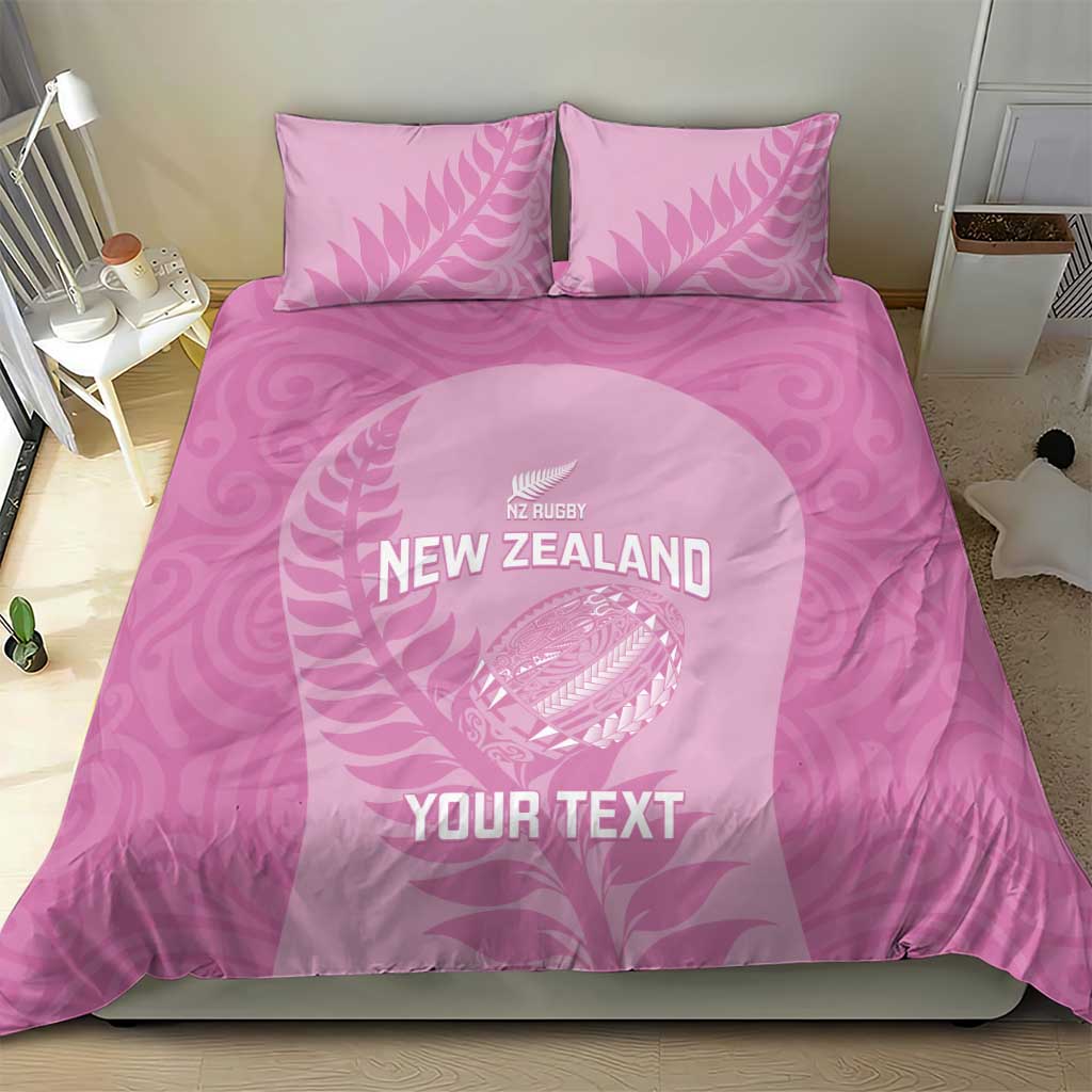 Custom New Zealand Silver Fern Rugby 2025 Bedding Set All Black Aotearoa Maori Pink LT14 - Polynesian Pride