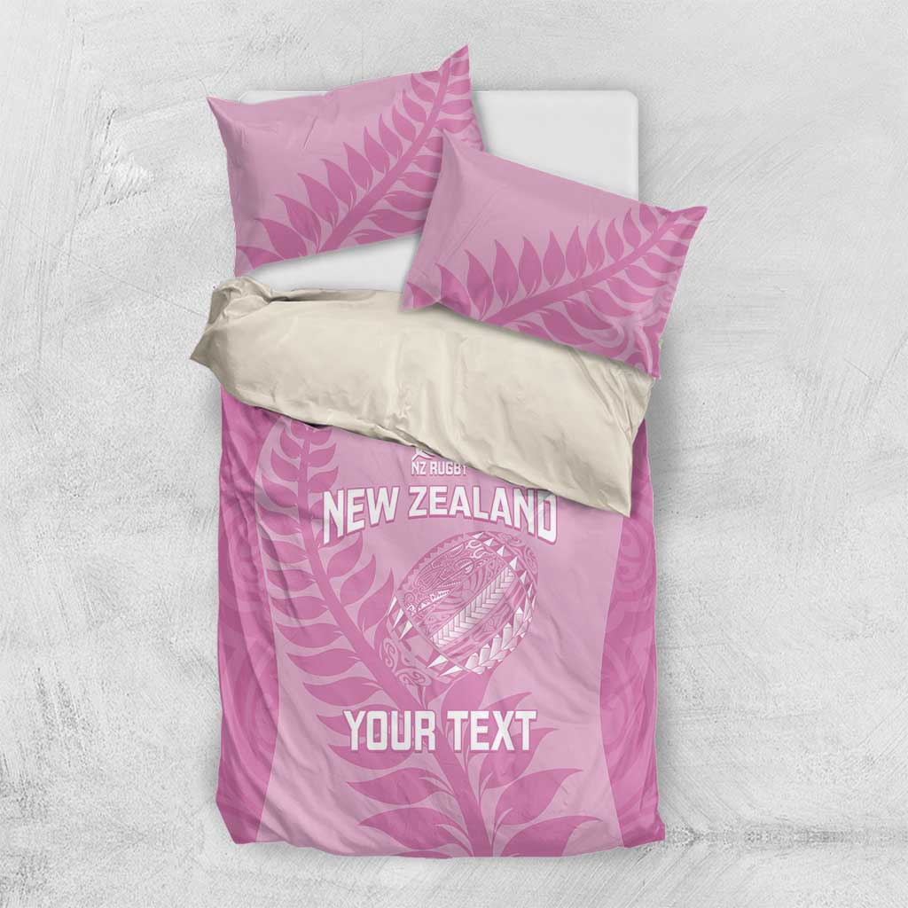 Custom New Zealand Silver Fern Rugby 2025 Bedding Set All Black Aotearoa Maori Pink LT14 US Twin 172cm x 218cm Pink - Polynesian Pride