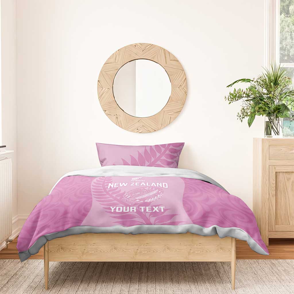 Custom New Zealand Silver Fern Rugby 2025 Bedding Set All Black Aotearoa Maori Pink LT14 - Polynesian Pride