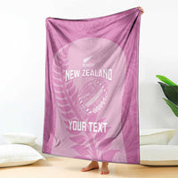 Custom New Zealand Silver Fern Rugby 2025 Blanket All Black Aotearoa Maori Pink LT14 - Polynesian Pride