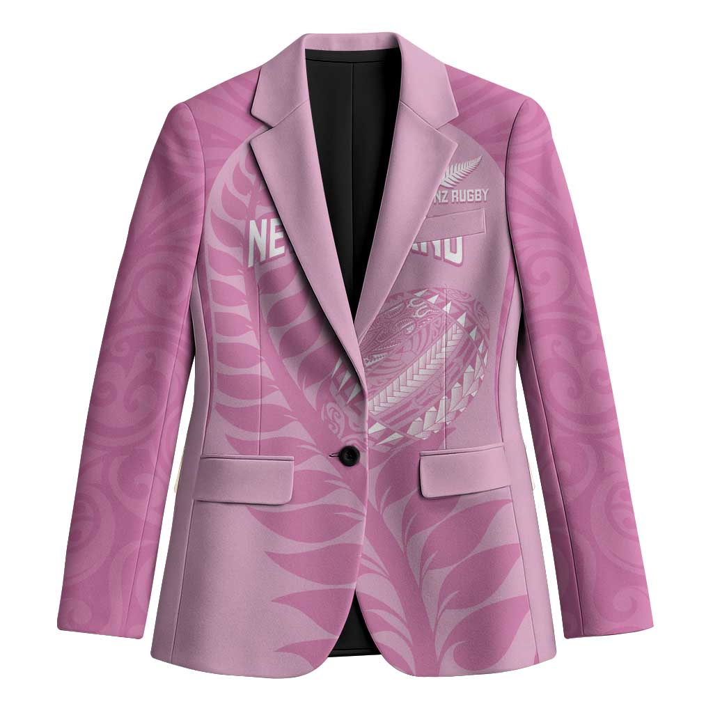 Custom New Zealand Silver Fern Rugby 2025 Blazer All Black Aotearoa Maori Pink LT14 Unisex Pink - Polynesian Pride