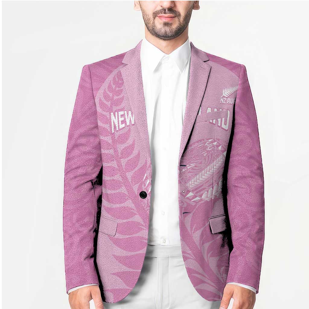 Custom New Zealand Silver Fern Rugby 2025 Blazer All Black Aotearoa Maori Pink LT14 - Polynesian Pride