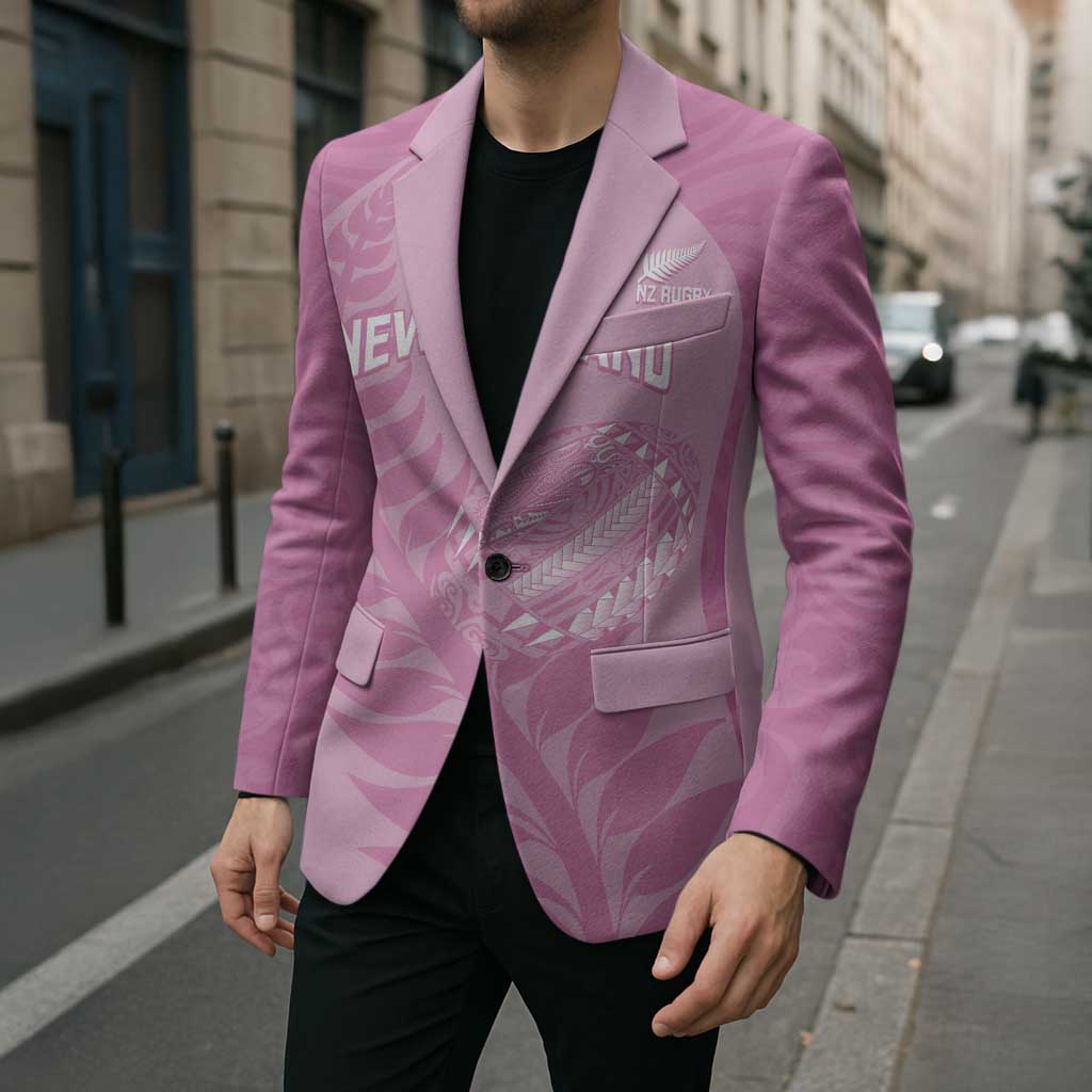 Custom New Zealand Silver Fern Rugby 2025 Blazer All Black Aotearoa Maori Pink LT14 - Polynesian Pride