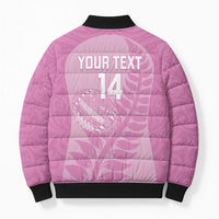 Custom New Zealand Silver Fern Rugby 2025 Bomber Puffer Jacket All Black Aotearoa Maori Pink LT14 - Polynesian Pride