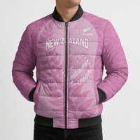 Custom New Zealand Silver Fern Rugby 2025 Bomber Puffer Jacket All Black Aotearoa Maori Pink LT14 - Polynesian Pride