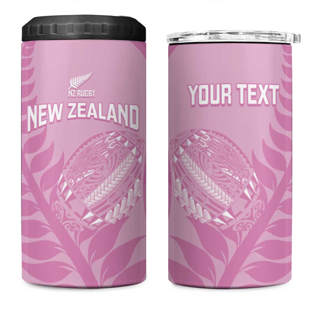 Custom New Zealand Silver Fern Rugby 2025 4 in 1 Can Cooler Tumbler All Black Aotearoa Maori Pink LT14 One Size: 16 oz Pink - Polynesian Pride