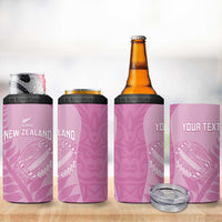 Custom New Zealand Silver Fern Rugby 2025 4 in 1 Can Cooler Tumbler All Black Aotearoa Maori Pink LT14 - Polynesian Pride