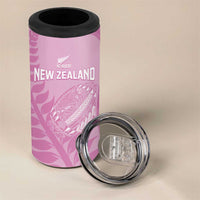 Custom New Zealand Silver Fern Rugby 2025 4 in 1 Can Cooler Tumbler All Black Aotearoa Maori Pink LT14 - Polynesian Pride