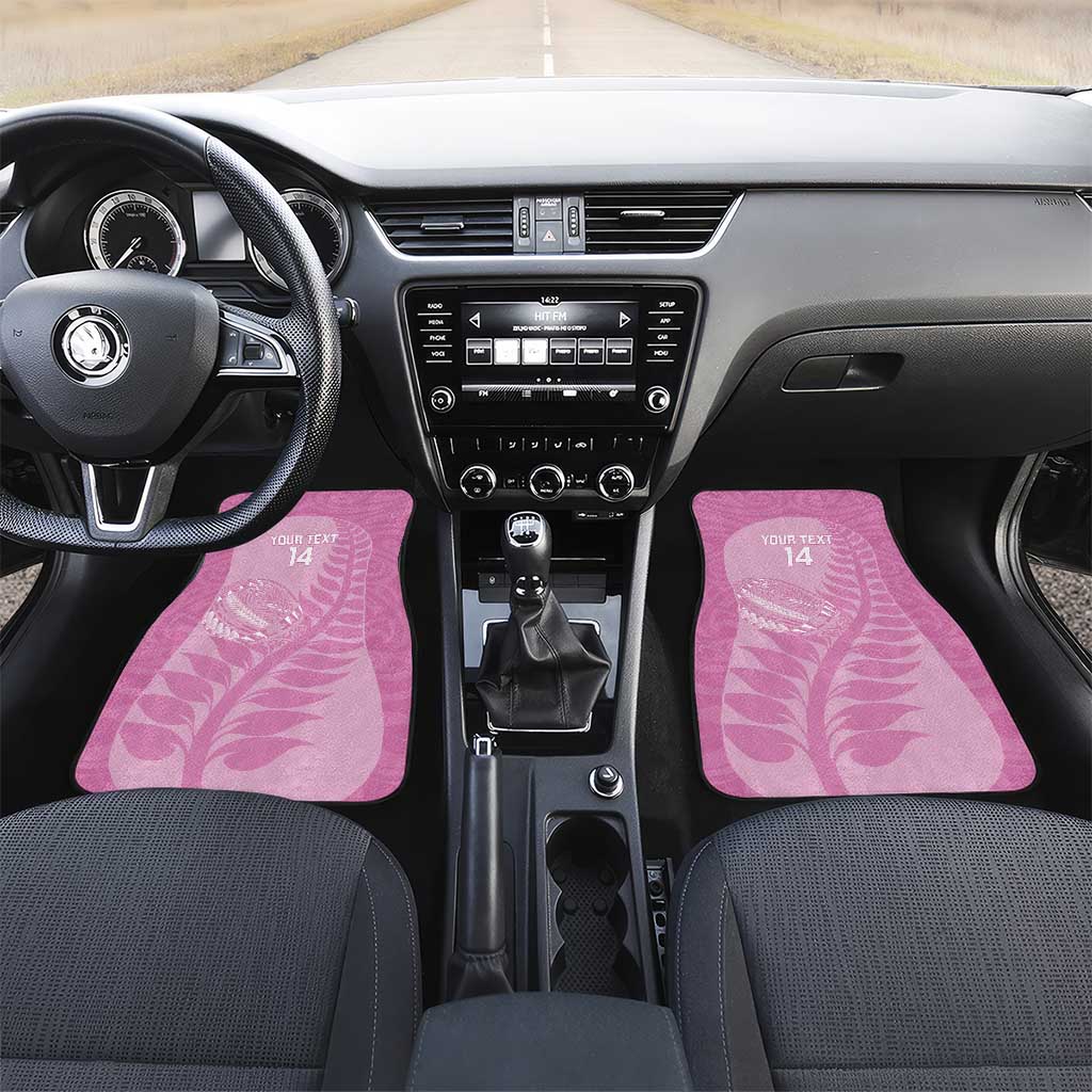 Custom New Zealand Silver Fern Rugby 2025 Car Mats All Black Aotearoa Maori Pink LT14 Set 2pcs - Front Pink - Polynesian Pride