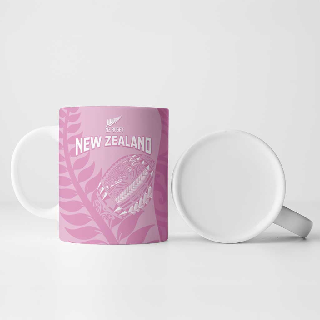 Custom New Zealand Silver Fern Rugby 2025 Ceramic Mug All Black Aotearoa Maori Pink LT14 - Polynesian Pride