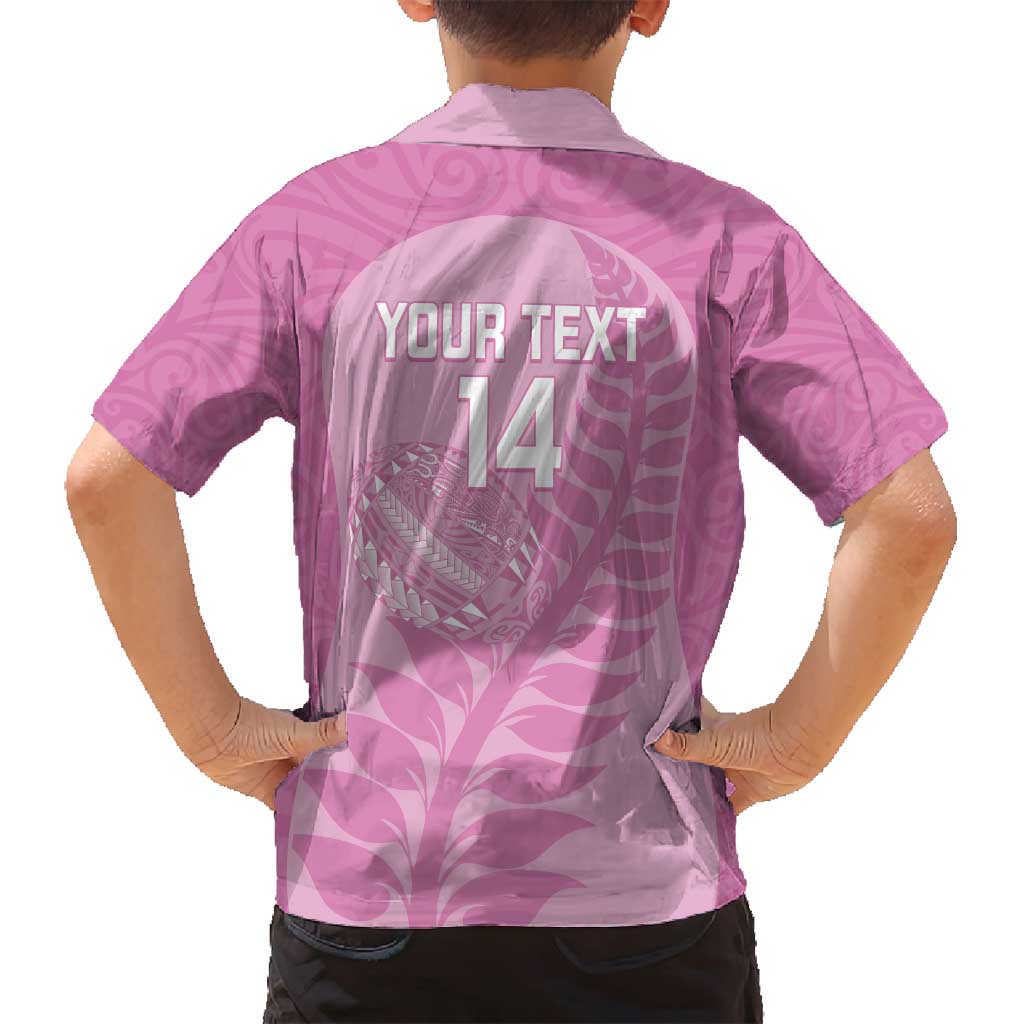 Custom New Zealand Silver Fern Rugby 2025 Family Matching Long Sleeve Bodycon Dress and Hawaiian Shirt All Black Aotearoa Maori Pink LT14 - Polynesian Pride