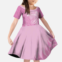 Custom New Zealand Silver Fern Rugby 2025 Family Matching Mermaid Dress and Hawaiian Shirt All Black Aotearoa Maori Pink LT14 Daughter's Dress Pink - Polynesian Pride