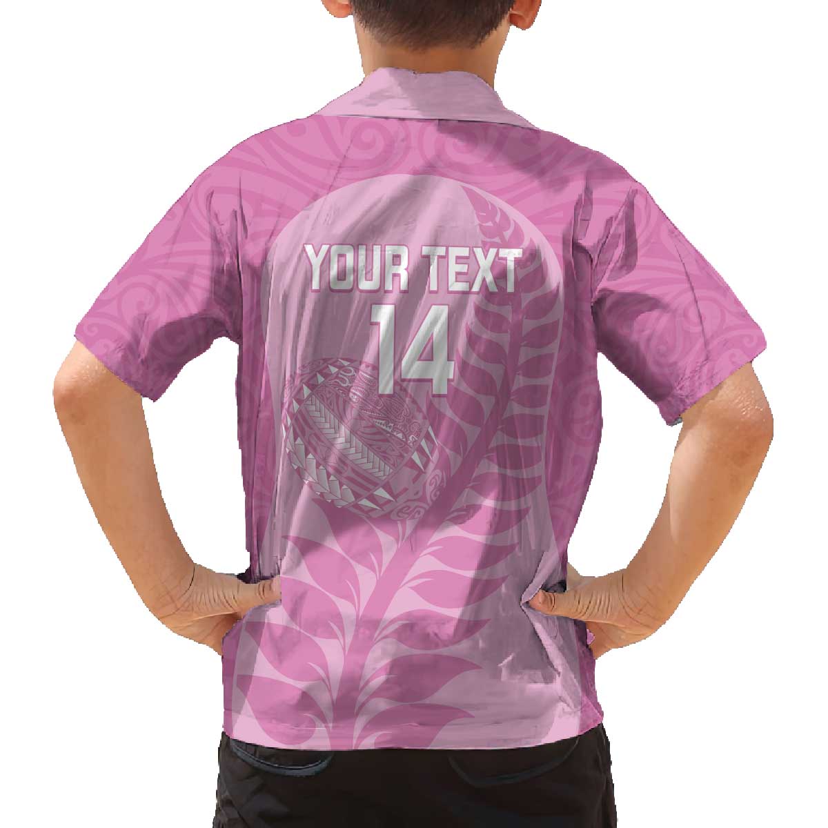 Custom New Zealand Silver Fern Rugby 2025 Family Matching Off The Shoulder Long Sleeve Dress and Hawaiian Shirt All Black Aotearoa Maori Pink LT14 - Polynesian Pride