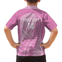 Custom New Zealand Silver Fern Rugby 2025 Family Matching Off The Shoulder Long Sleeve Dress and Hawaiian Shirt All Black Aotearoa Maori Pink LT14 - Polynesian Pride