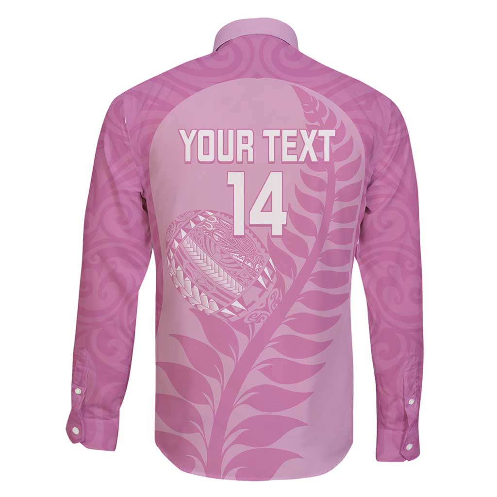 Custom New Zealand Silver Fern Rugby 2025 Family Matching Off Shoulder Maxi Dress and Hawaiian Shirt All Black Aotearoa Maori Pink LT14 - Polynesian Pride