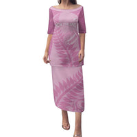 Custom New Zealand Silver Fern Rugby 2025 Family Matching Puletasi and Hawaiian Shirt All Black Aotearoa Maori Pink LT14 Mom's Dress Pink - Polynesian Pride