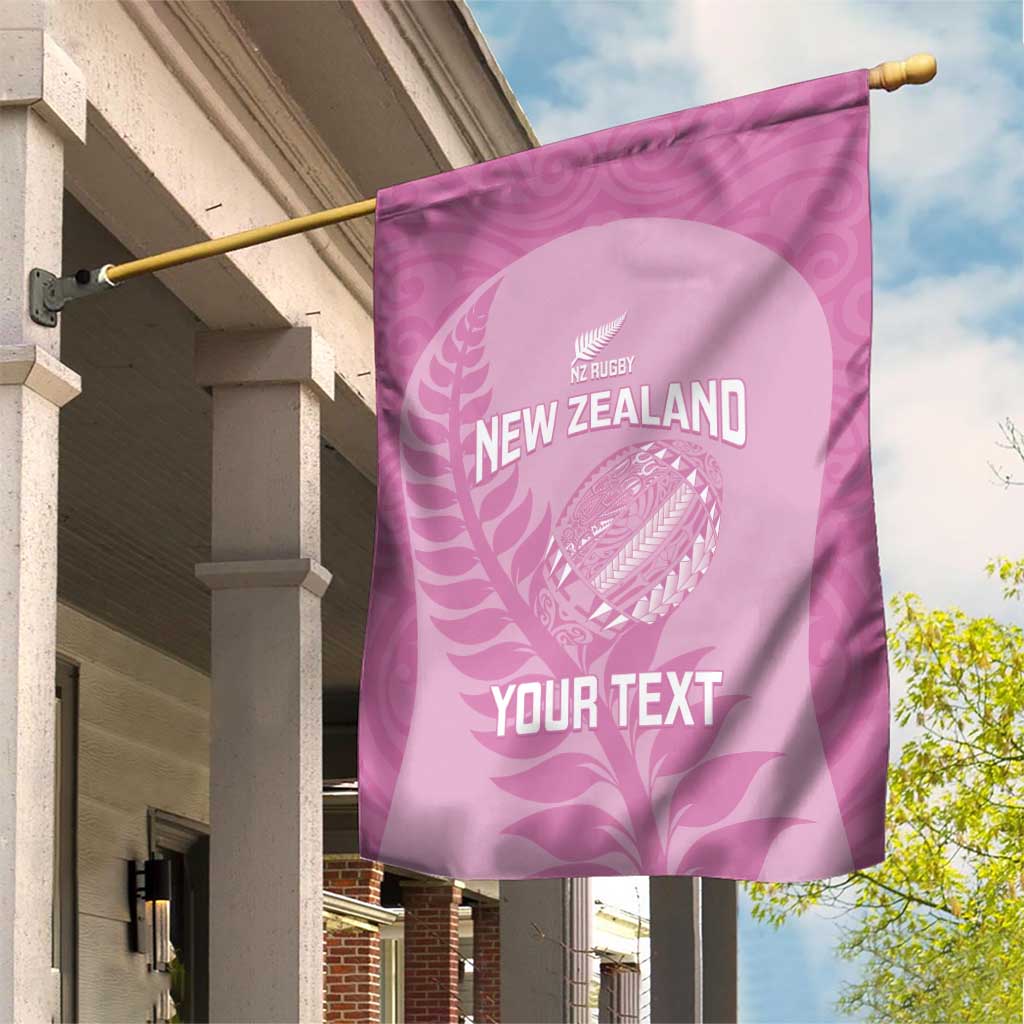 Custom New Zealand Silver Fern Rugby 2025 Garden Flag All Black Aotearoa Maori Pink LT14 House Flag Pink - Polynesian Pride