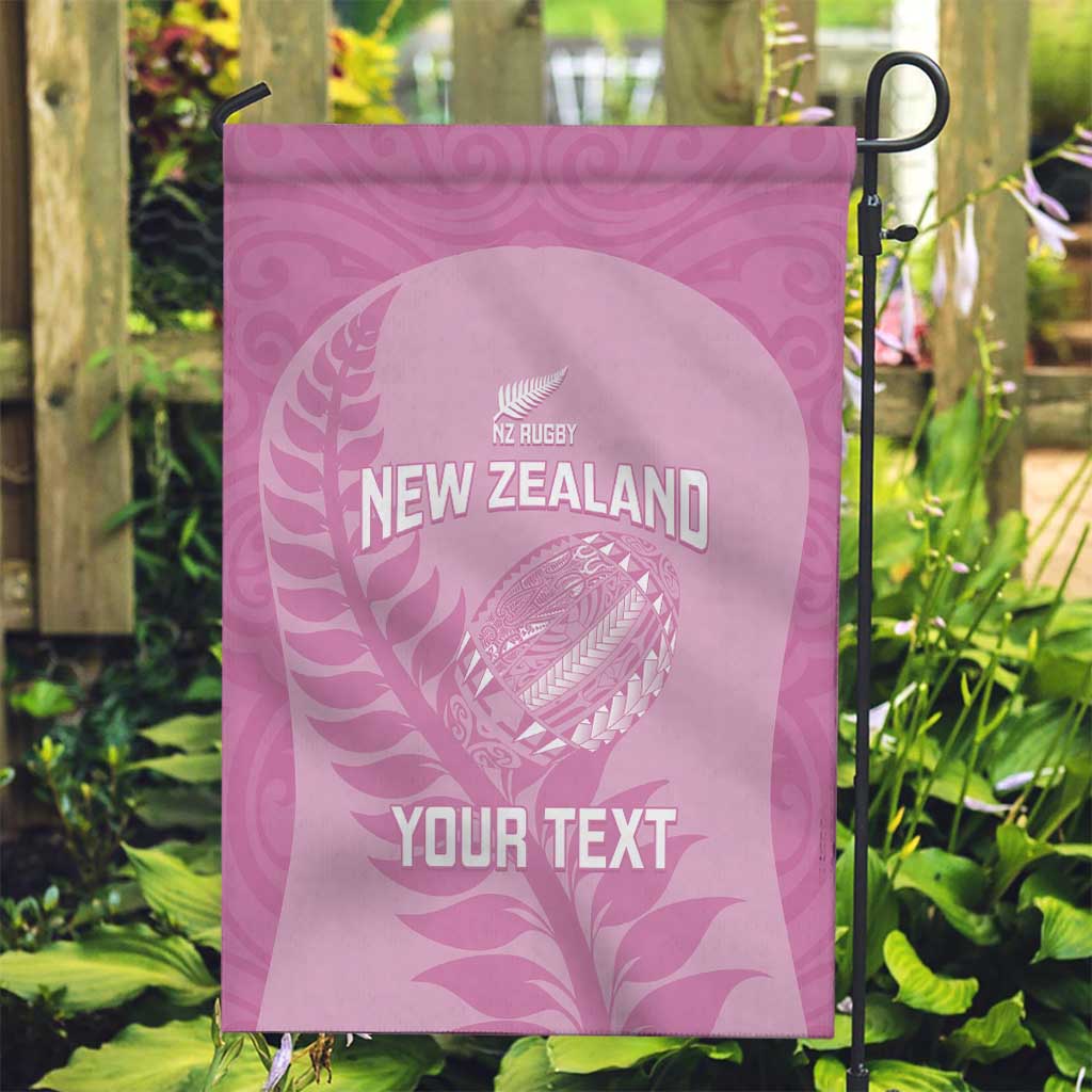 Custom New Zealand Silver Fern Rugby 2025 Garden Flag All Black Aotearoa Maori Pink LT14 Garden Flag Pink - Polynesian Pride