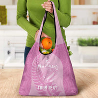 Custom New Zealand Silver Fern Rugby 2025 Grocery Bag All Black Aotearoa Maori Pink LT14 - Polynesian Pride