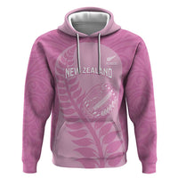 Custom New Zealand Silver Fern Rugby 2025 Hoodie All Black Aotearoa Maori Pink LT14 Pullover Hoodie Pink - Polynesian Pride