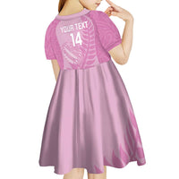 Custom New Zealand Silver Fern Rugby 2025 Kid Short Sleeve Dress All Black Aotearoa Maori Pink LT14 - Polynesian Pride