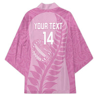 Custom New Zealand Silver Fern Rugby 2025 Kimono All Black Aotearoa Maori Pink LT14 - Polynesian Pride