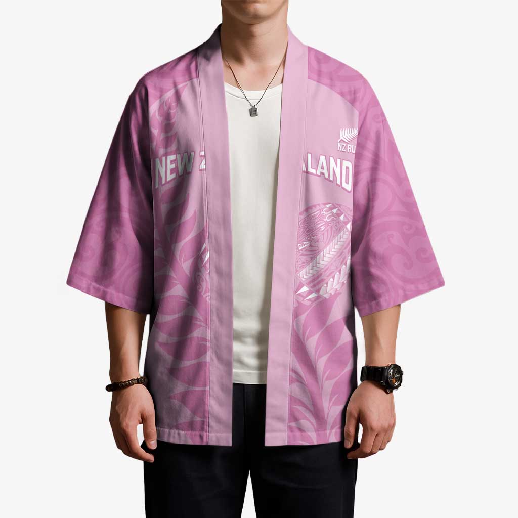 Custom New Zealand Silver Fern Rugby 2025 Kimono All Black Aotearoa Maori Pink LT14 - Polynesian Pride