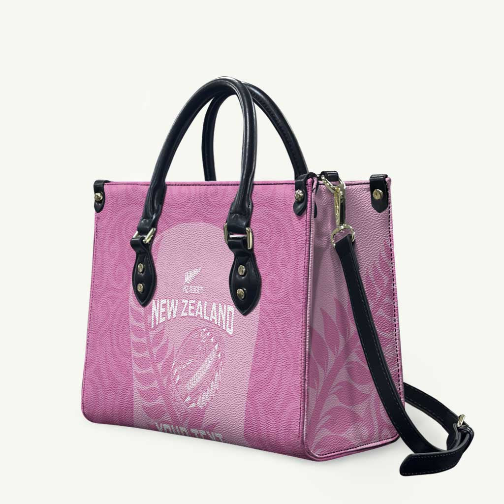 Custom New Zealand Silver Fern Rugby 2025 Leather Bag All Black Aotearoa Maori Pink LT14 Pink - Polynesian Pride