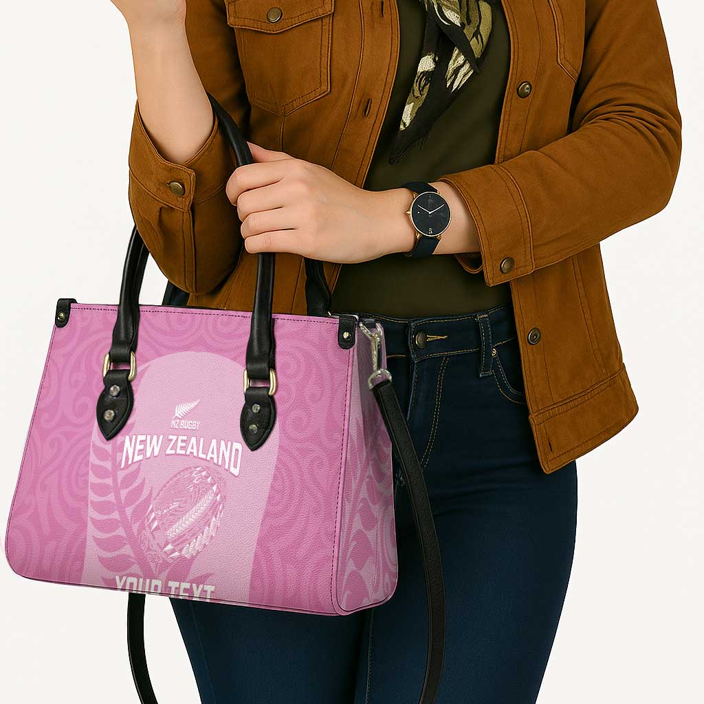 Custom New Zealand Silver Fern Rugby 2025 Leather Bag All Black Aotearoa Maori Pink LT14 - Polynesian Pride