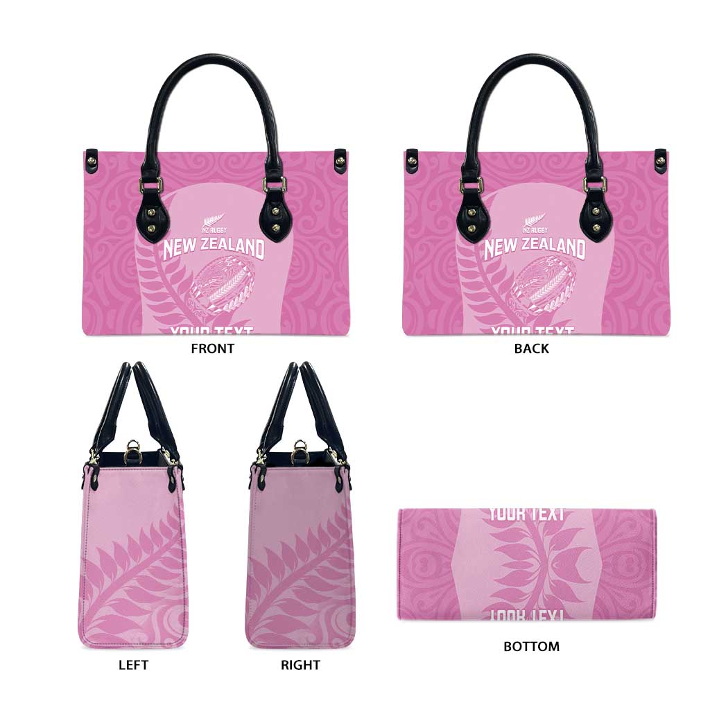 Custom New Zealand Silver Fern Rugby 2025 Leather Bag All Black Aotearoa Maori Pink LT14 - Polynesian Pride