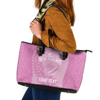 Custom New Zealand Silver Fern Rugby 2025 Leather Tote Bag All Black Aotearoa Maori Pink LT14 Pink - Polynesian Pride