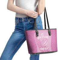 Custom New Zealand Silver Fern Rugby 2025 Leather Tote Bag All Black Aotearoa Maori Pink LT14 - Polynesian Pride