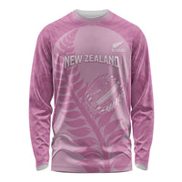 Custom New Zealand Silver Fern Rugby 2025 Long Sleeve Shirt All Black Aotearoa Maori Pink LT14 Unisex Pink - Polynesian Pride