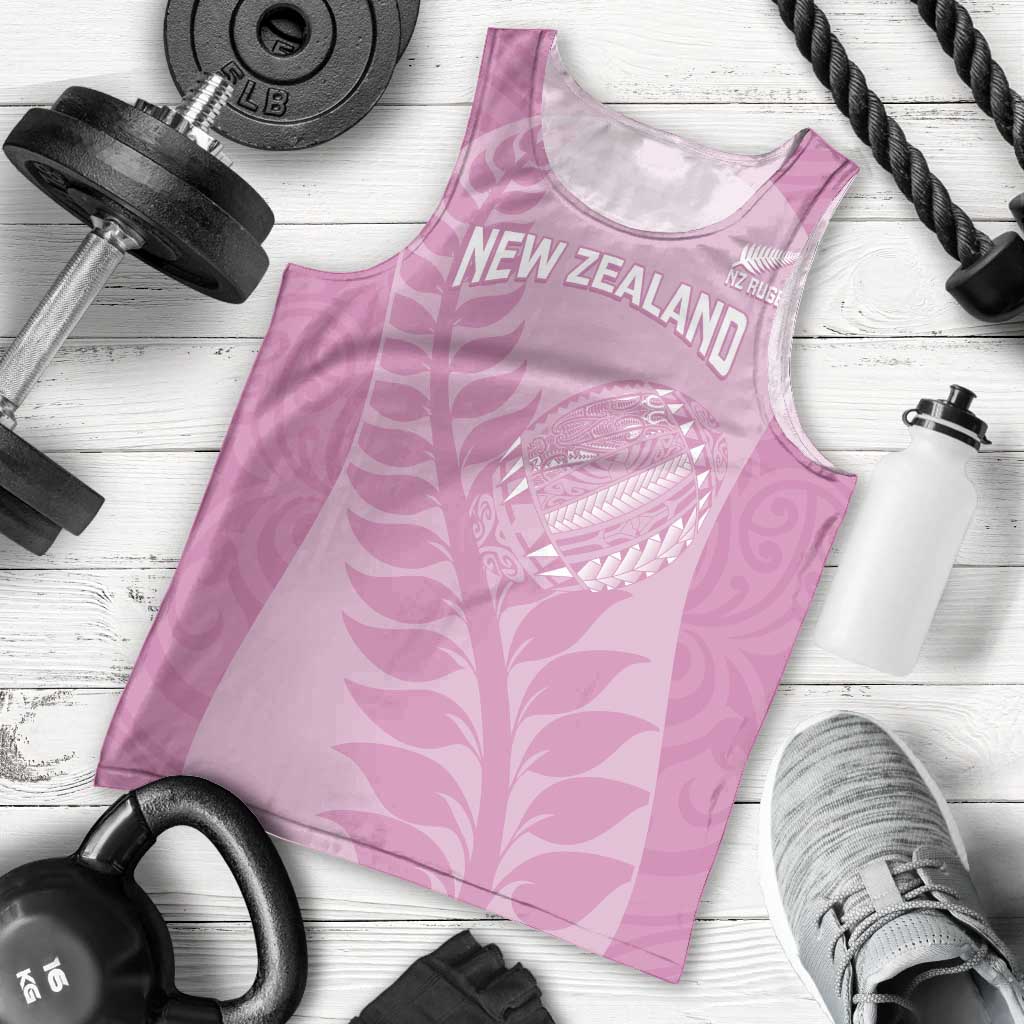Custom New Zealand Silver Fern Rugby 2025 Men Tank Top All Black Aotearoa Maori Pink LT14 - Polynesian Pride