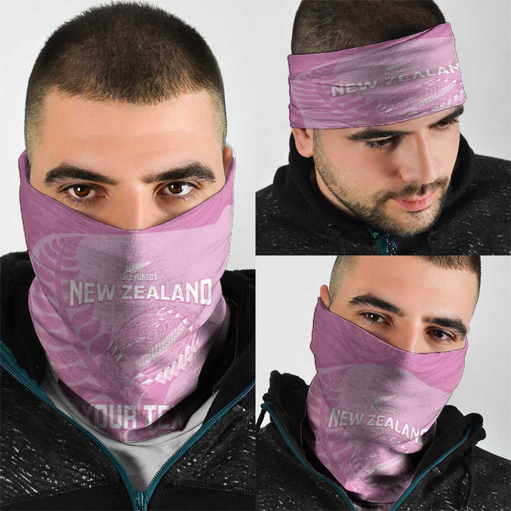 Custom New Zealand Silver Fern Rugby 2025 Neck Gaiter All Black Aotearoa Maori Pink LT14 - Polynesian Pride