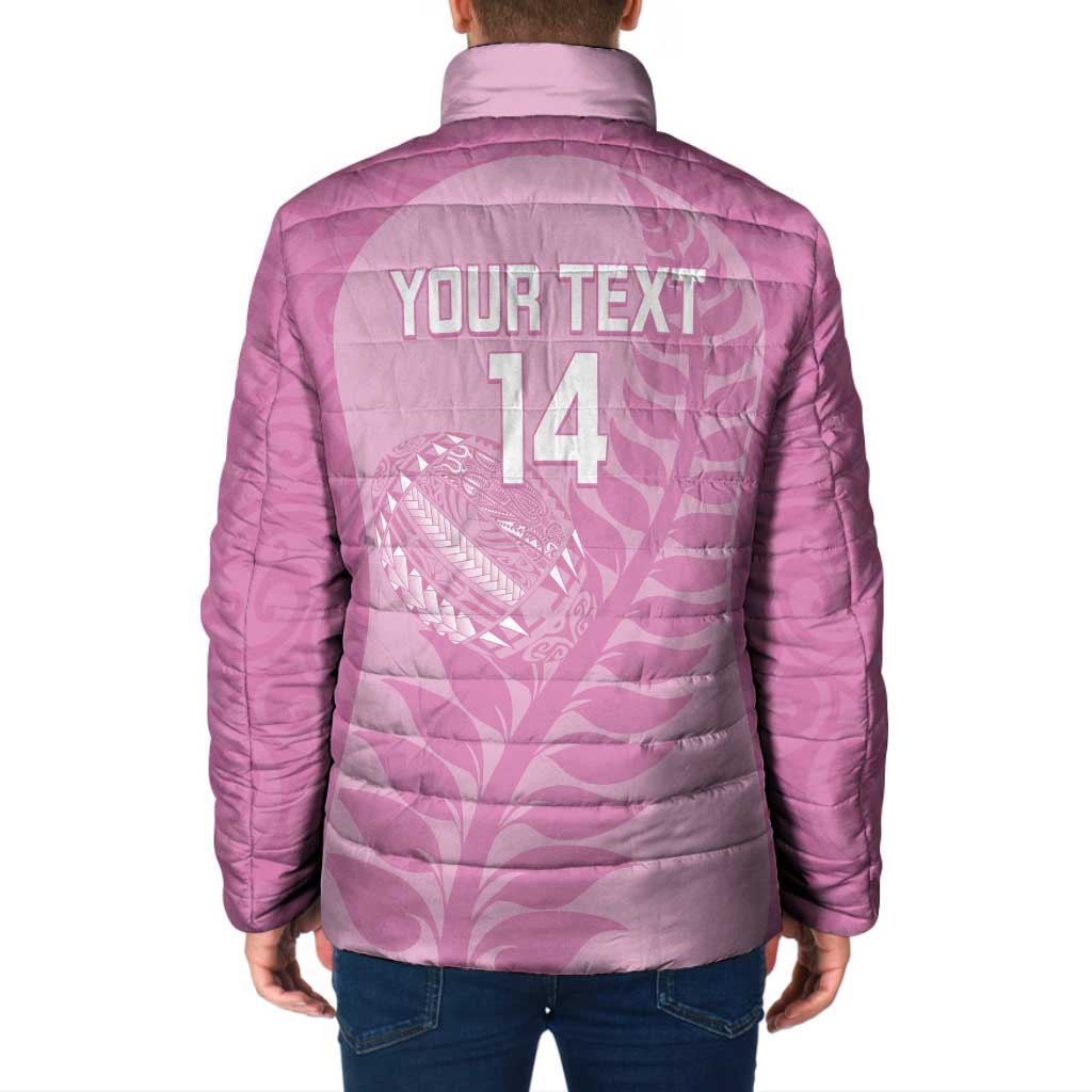 Custom New Zealand Silver Fern Rugby 2025 Padded Jacket All Black Aotearoa Maori Pink LT14 - Polynesian Pride