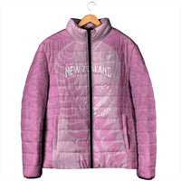 Custom New Zealand Silver Fern Rugby 2025 Padded Jacket All Black Aotearoa Maori Pink LT14 - Polynesian Pride