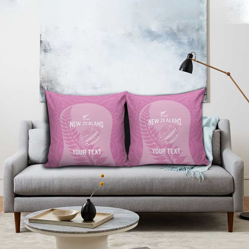Custom New Zealand Silver Fern Rugby 2025 Pillow Cover All Black Aotearoa Maori Pink LT14 - Polynesian Pride