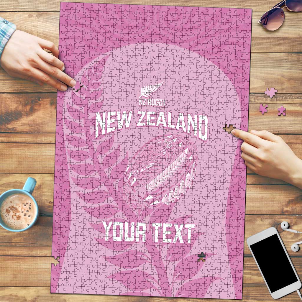 Custom New Zealand Silver Fern Rugby 2025 Puzzle All Black Aotearoa Maori Pink LT14 Pink - Polynesian Pride
