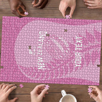 Custom New Zealand Silver Fern Rugby 2025 Puzzle All Black Aotearoa Maori Pink LT14 - Polynesian Pride