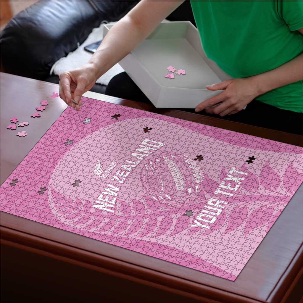 Custom New Zealand Silver Fern Rugby 2025 Puzzle All Black Aotearoa Maori Pink LT14 - Polynesian Pride