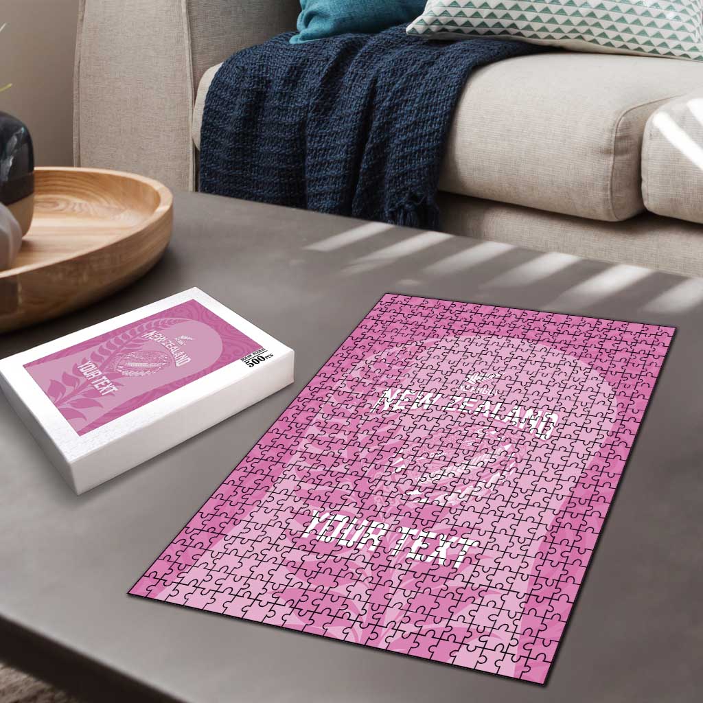 Custom New Zealand Silver Fern Rugby 2025 Puzzle All Black Aotearoa Maori Pink LT14 - Polynesian Pride