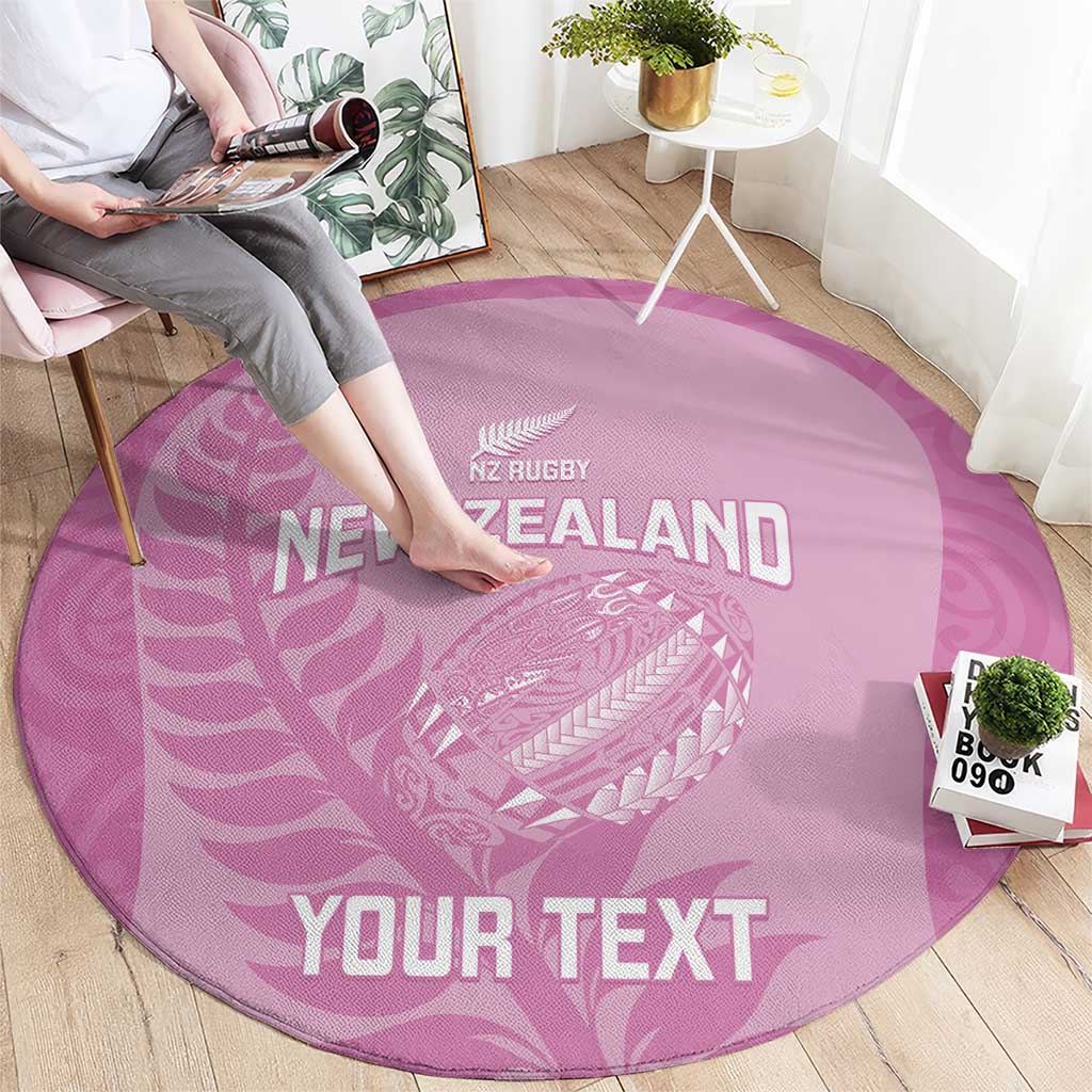 Custom New Zealand Silver Fern Rugby 2025 Round Carpet All Black Aotearoa Maori Pink LT14 - Polynesian Pride