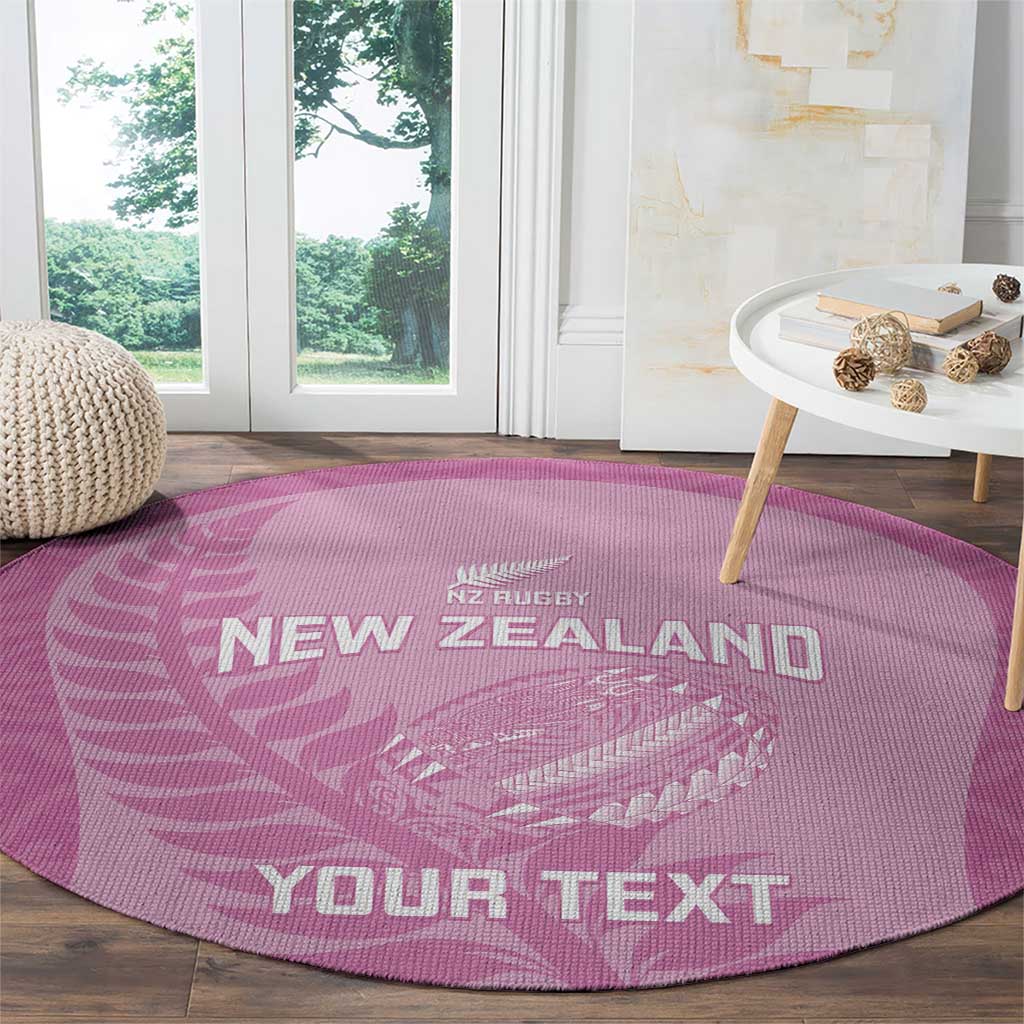Custom New Zealand Silver Fern Rugby 2025 Round Carpet All Black Aotearoa Maori Pink LT14 - Polynesian Pride