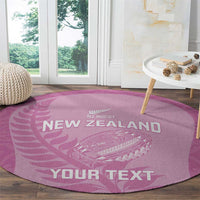 Custom New Zealand Silver Fern Rugby 2025 Round Carpet All Black Aotearoa Maori Pink LT14 - Polynesian Pride